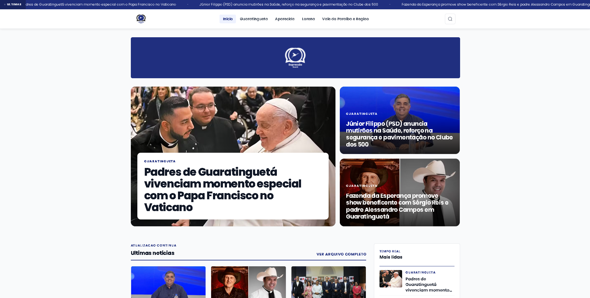 Prévia do site Expressão Guará